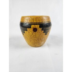Vintage Signed Southwestern Pottery Vase Native American Style Art‎ Decor Yellow